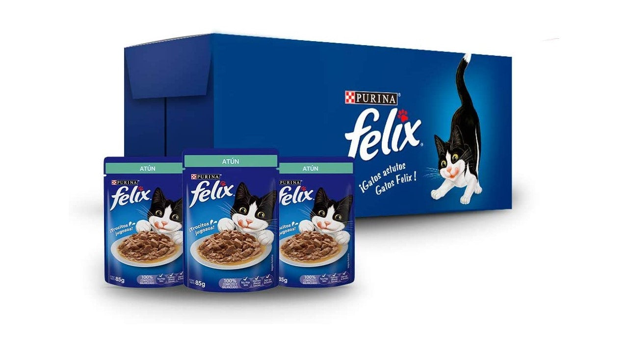 Alimento felino húmedo Paquete de 24 sobres felix Atun 85 gr