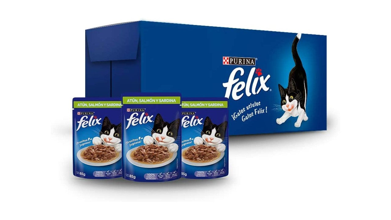 Paquete de 24 sobres felix Atun salmon y sardina 85 gr