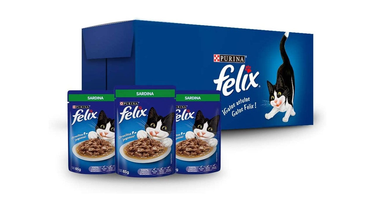 Alimento felino húmedo Paquete de 24 sobres felix Sardina 85 gr