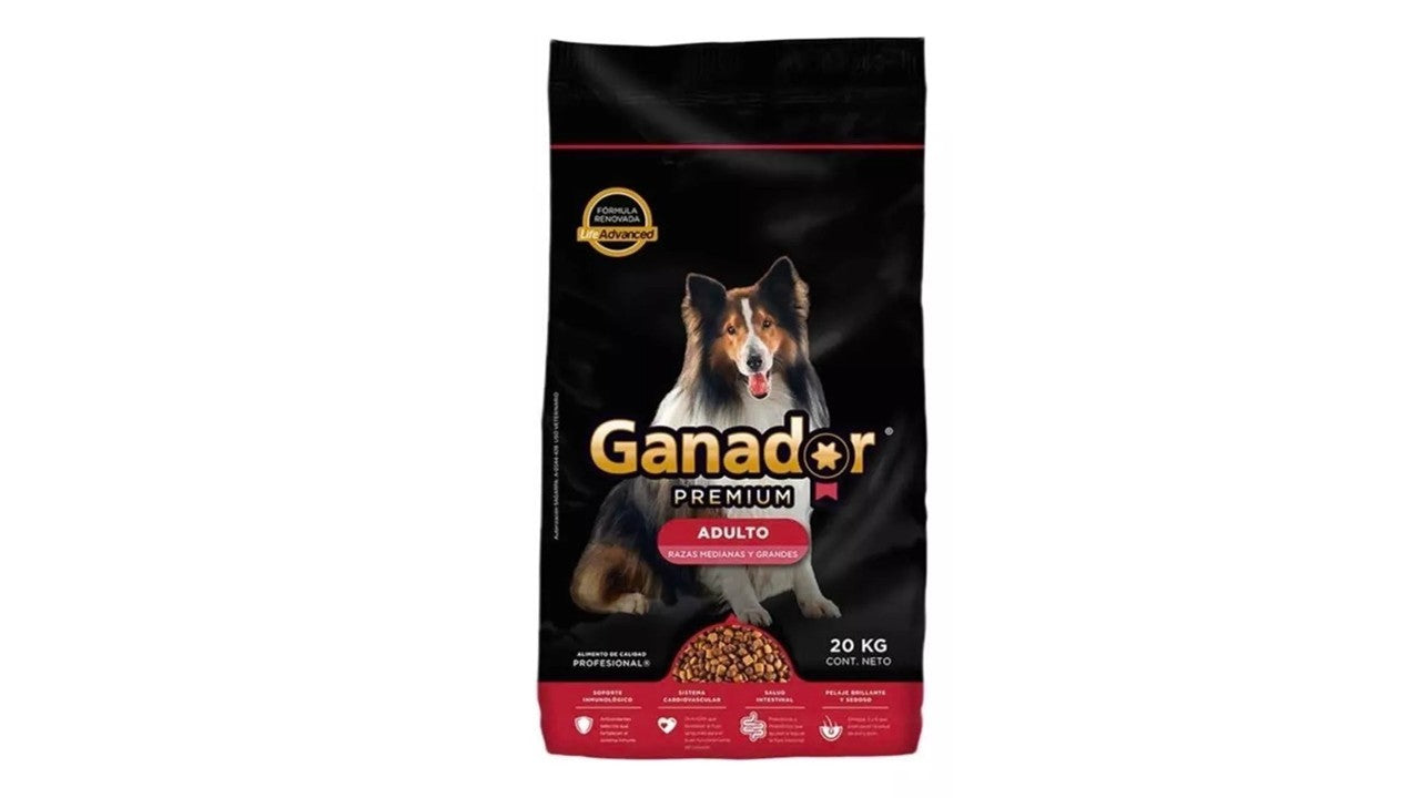 Alimento seco perro Ganador premium adulto razas medianas y grandes 20 kg (Rojo)