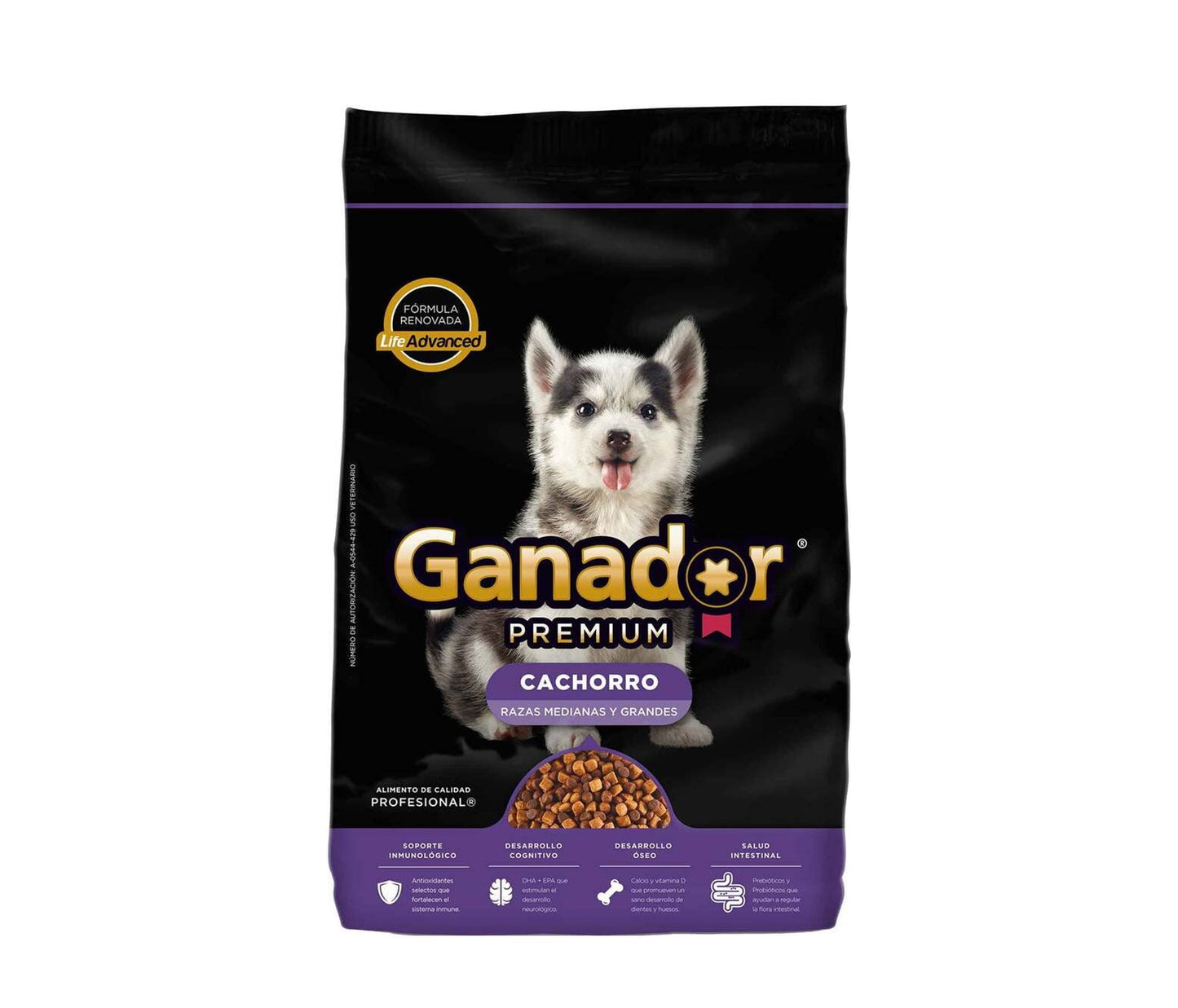 Alimento perro seco Ganador premium cachorro razas medianas y grandes 20 kg (morado)