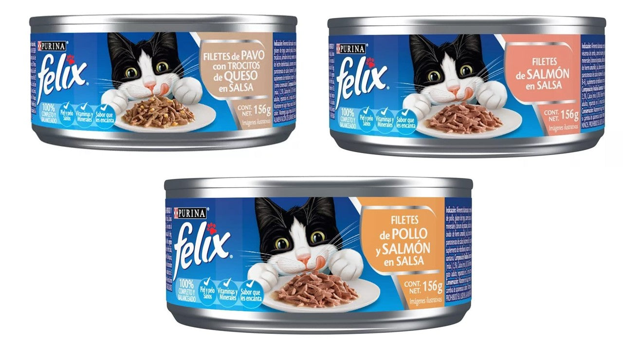 Paquete de 8 latas Felix filetes alimento humedo gato 156 gr