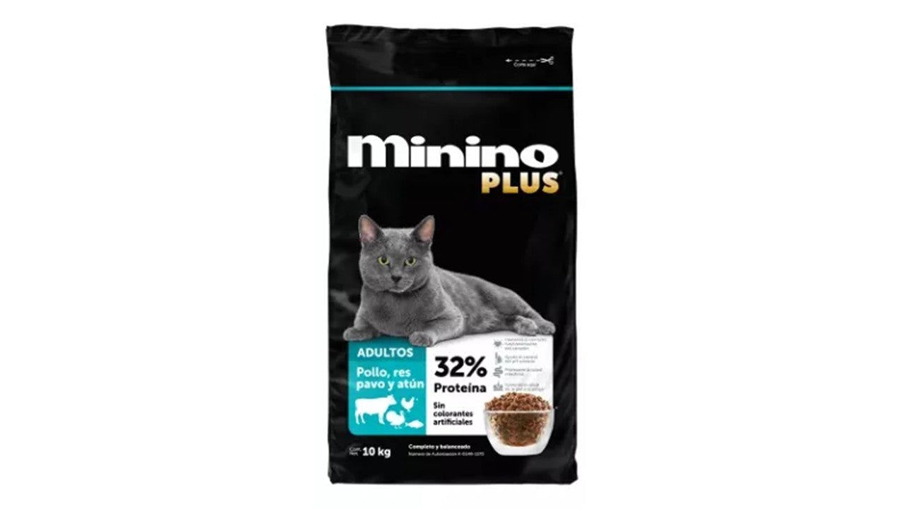 Alimento felino seco Minino plus 10 kg gato