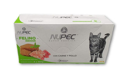 Alimento húmedo paquete de 20 latas nupec felino indoor para gato adulto 100 gr
