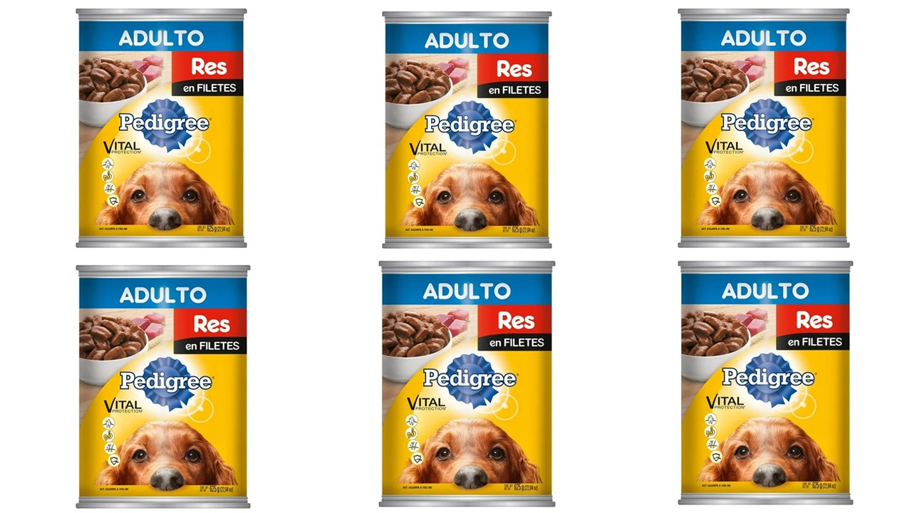 Paquete de 6 latas pedigree res en filetes 625 gr