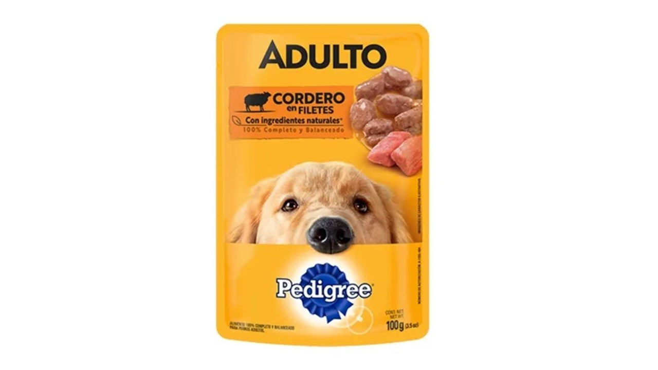 Alimento perro húmedo Paquete de 12 sobres pedigree adulto cordero en filetes 100 gr