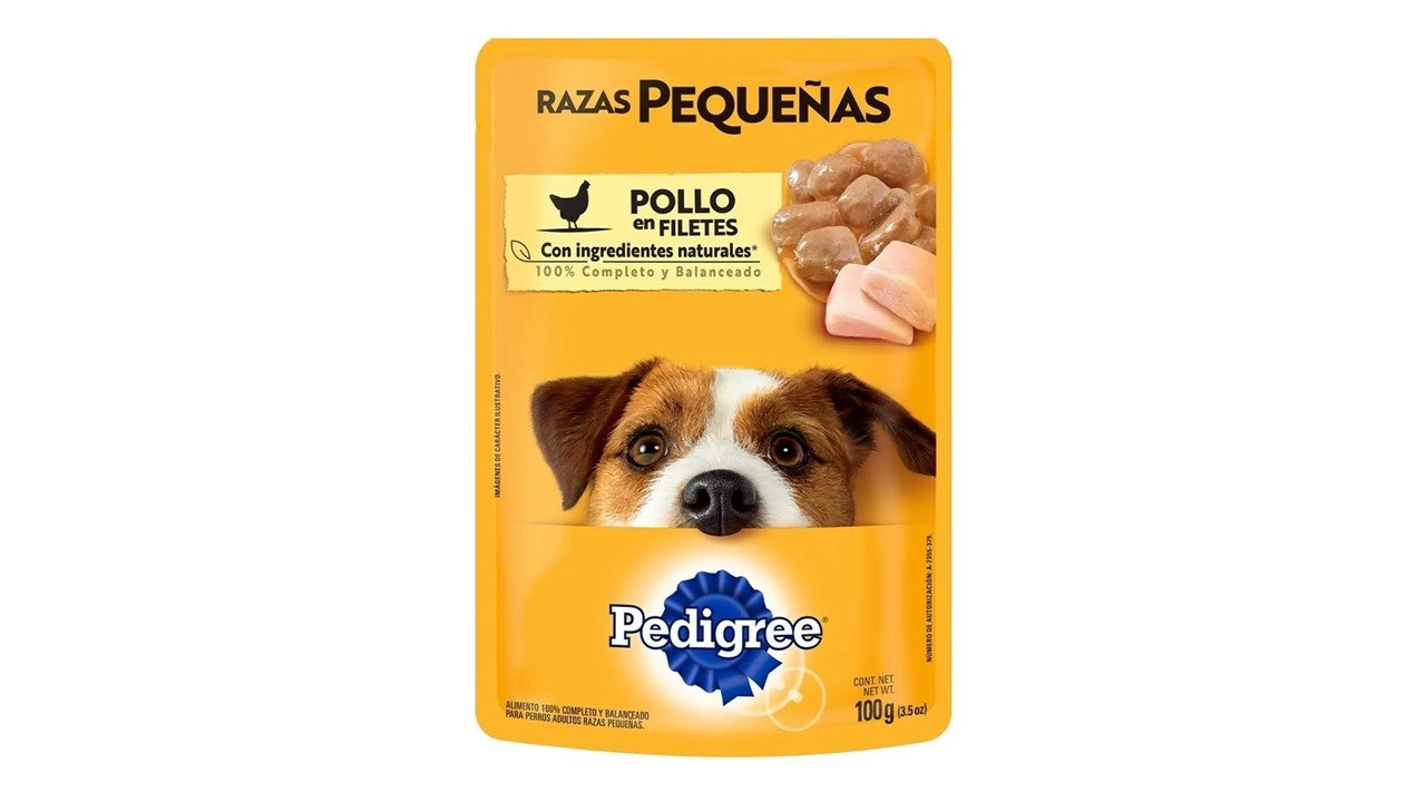 Alimento perro húmedo Paquete de 12 sobres pedigree razas pequeñas pollo en filetes 100 gr