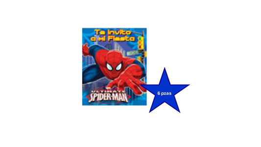 Paquete de 6 invitaciones Spiderman clasico original