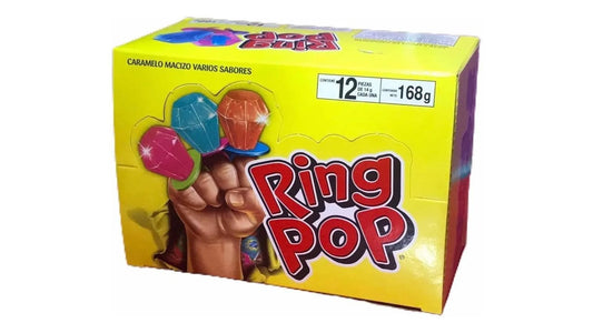 Ring pop caramelo macizo varios sabores 12 pzas 168 gr